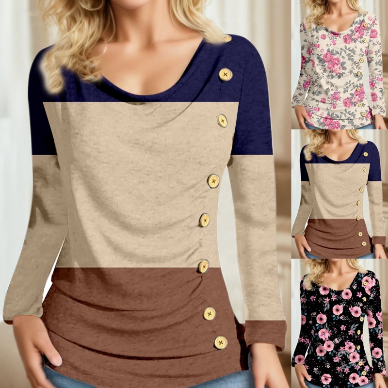 Autumn Long Sleeve Striped Fashion Casual Elegant Loose  Sweatshirts Top