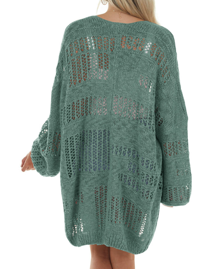 Women Solid Color Oversized Sweater Cardigan