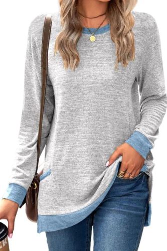 Women Long Sleeve Solid Pockets Lightweight Sweatshirt