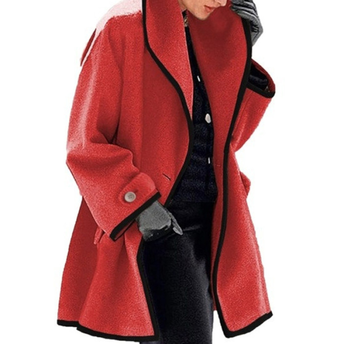 Women's Warm Slim Long Overcoat Solid Color Wool Coat