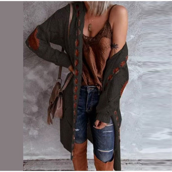 Women Long Sleeved Knit Sweater Fashion Streetwear Cardigan