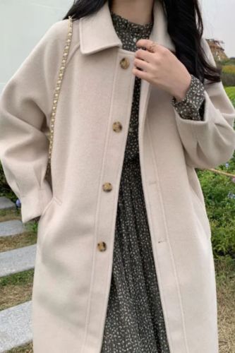 Fashion Women's Single Cotton Row Button Woolen Coat