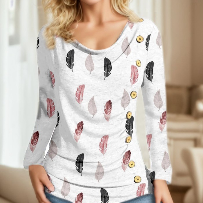 Womens Casual Long Sleeve Loose Vintage Button Sweatshirts
