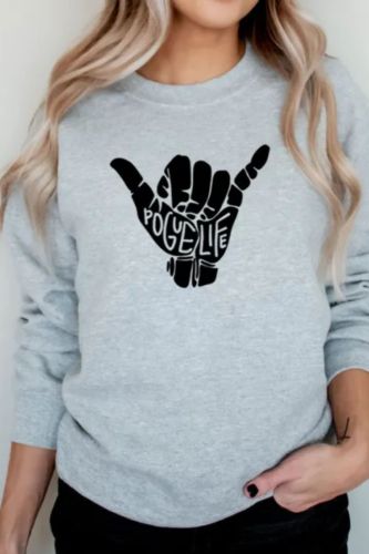 Women's Fashion Casual Finger Print Sweatshirt