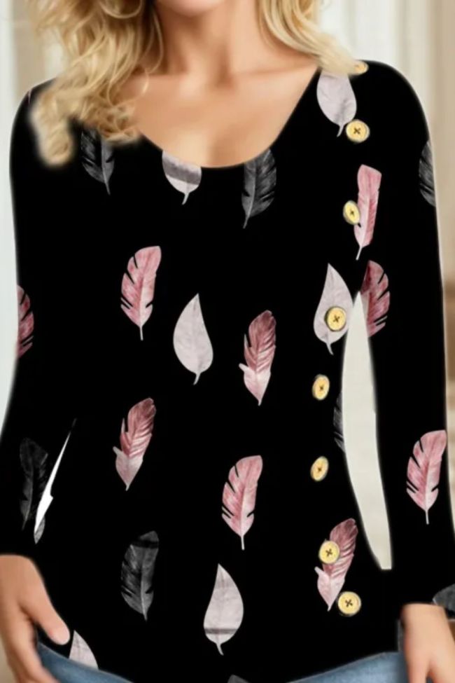 Womens Casual Long Sleeve Loose Vintage Button Sweatshirts