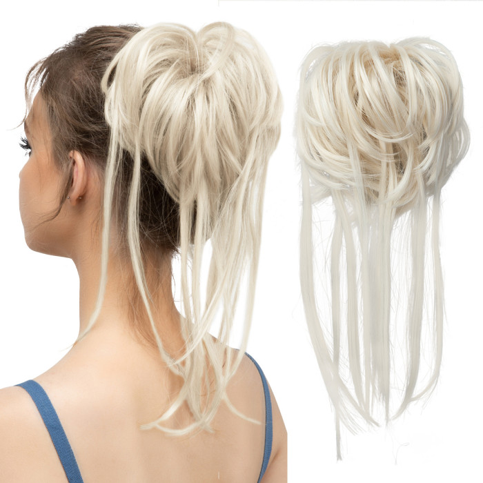 Long Tousled Messy Bun: Easy-to-Use Synthetic Hair Extension for Women's Updos