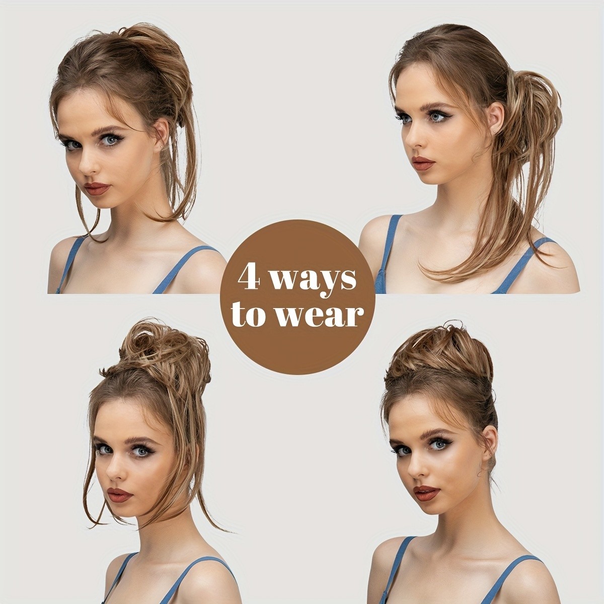 Updo Using Extensions Long Tousled Messy Bun: Easy-to-Use Synthetic Hair Extension for Women ...