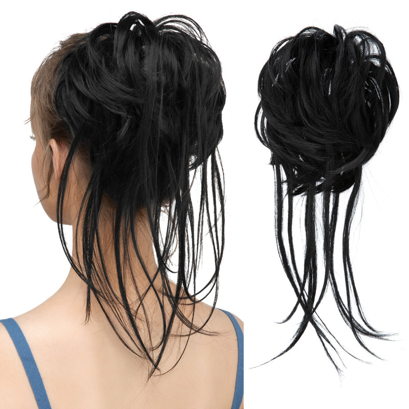 Long Tousled Messy Bun: Easy-to-Use Synthetic Hair Extension for Women's Updos