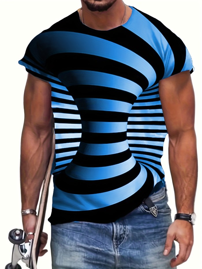 Optical Illusion, Men's T-Shirt, Casual Loose Tees, Men's Streetwear