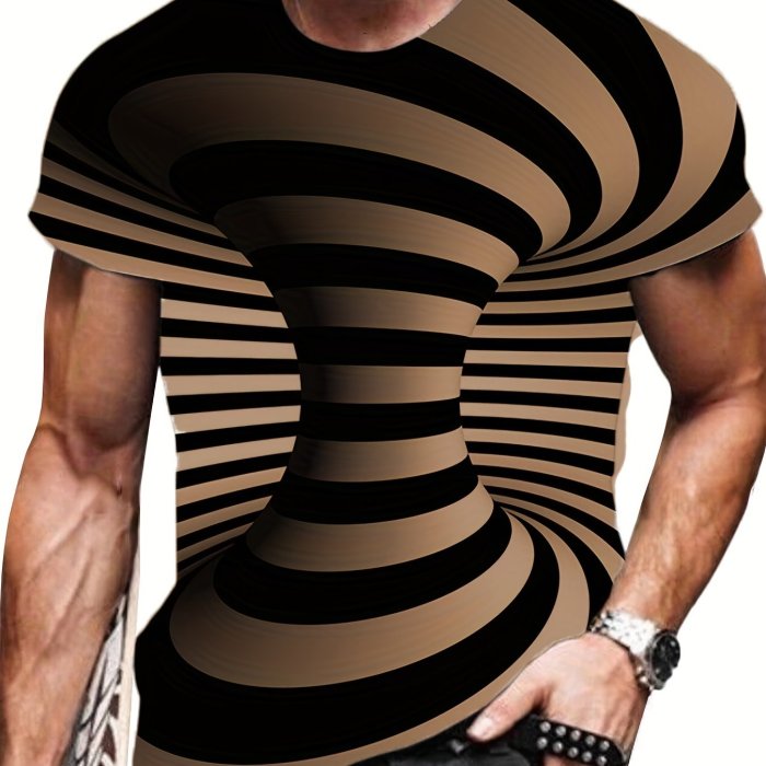 Optical Illusion, Men's T-Shirt, Casual Loose Tees, Men's Streetwear