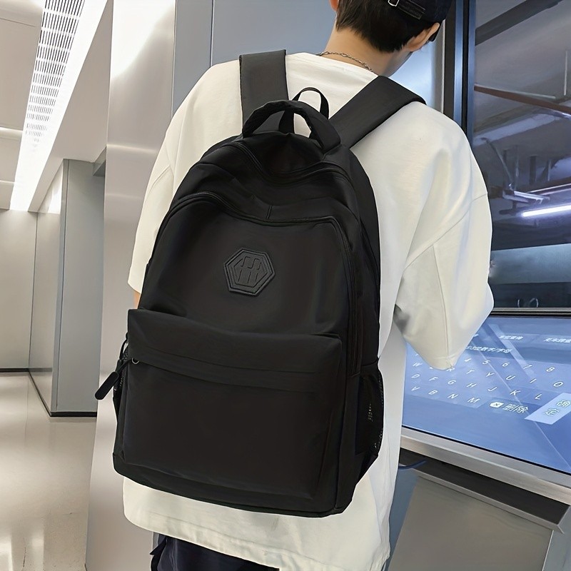 1pc Men's Women's Travel Casual Business Backpack, Laptop Computer Backpack, Korean Version Fashion Trendy High School College Student Backpack, Simple Solid Color Bag