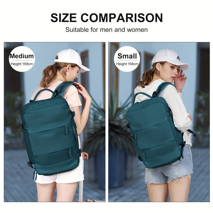 Travel Backpack for Women: Waterproof Hiking Daypack with USB Port and Shoe Compartment for 14 Inch Laptop and Sports Gear