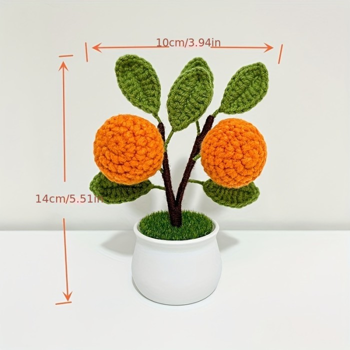 1pc Artificial Flower Wool Potted Finished Hand - Woven Office Home Desktop Decoration Decorative Flower Pot
