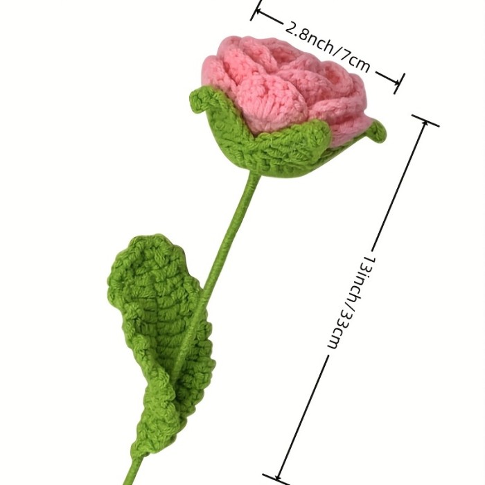 1pc, Fabric Artificial Plant, Rose Woven Bouquet, Fake Flower, Creative Handmade Bouquet Finished, Hand Hook Flower Crochet Crochet Woolen Woven Flower, Gift For Bestie Mother Teacher, Creative Gift