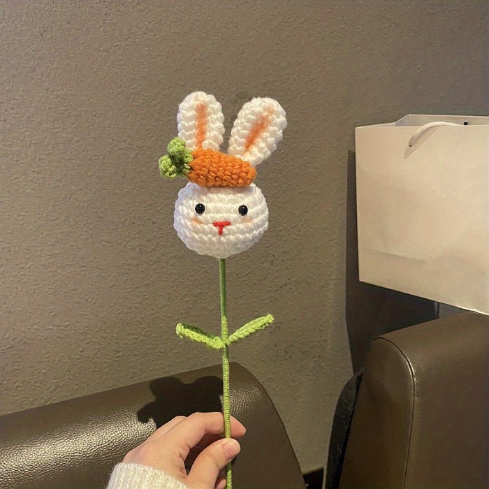 Festival Party Gift Home Decoration, Hand-knitted Cute Rabbit, DIY Woven Bouquet Creative Birthday Gifts For Girls Women