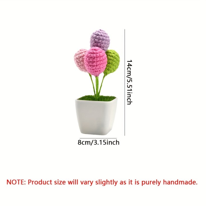 1pc Handmade Crocheted Balloon Bonsai, Cute Car Interior Dashboard Decor Accessory, Center Console Ornaments, Creative Gifts Idea, Desktop Decor