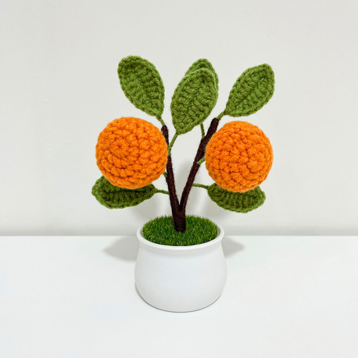 1pc Artificial Flower Wool Potted Finished Hand - Woven Office Home Desktop Decoration Decorative Flower Pot