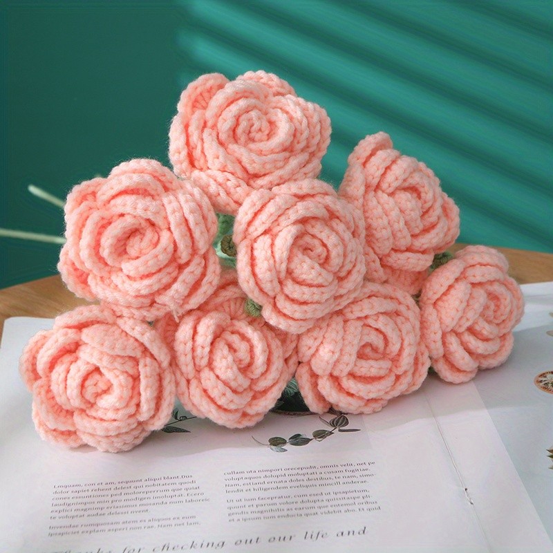 1pc Creative Crochet Wool Eternal Flower Round Rose Handicrafts Unique Flower For Family Friend Lover Gift