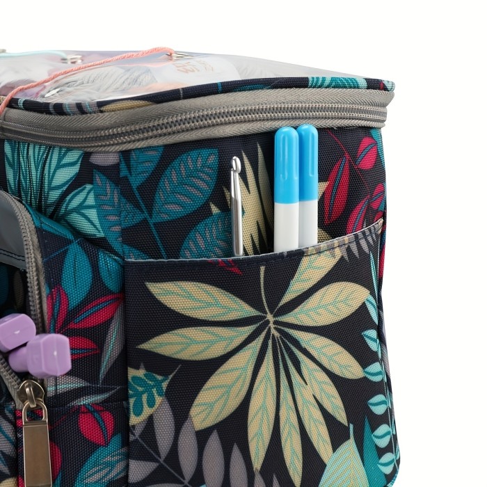1 Portable Yarn Organizer, Tote Bag, Knitting Project Bag, Travel Crochet Tote For Bulk Yarn, Crochet Hooks, Knitting Needles, Crochet Accessories
