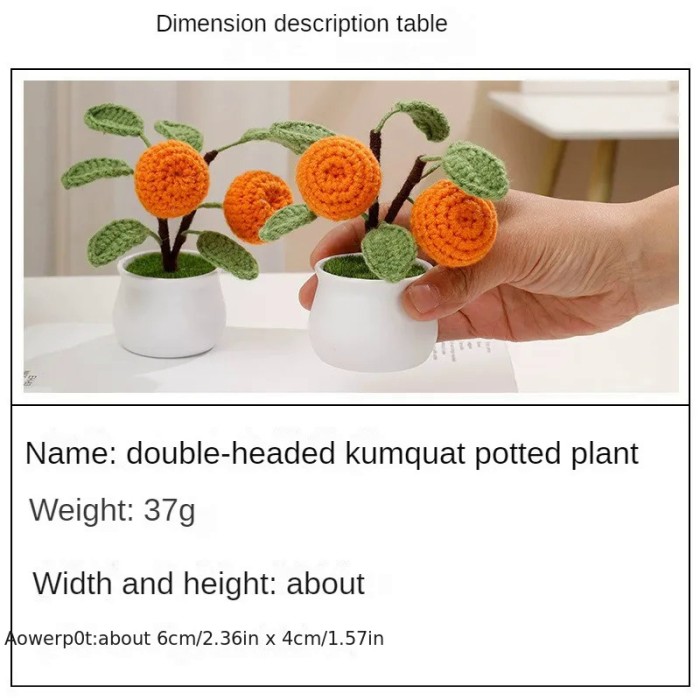 1pc Artificial Flower Wool Potted Finished Hand - Woven Office Home Desktop Decoration Decorative Flower Pot