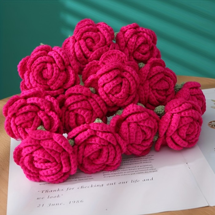 1pc Creative Crochet Wool Eternal Flower Round Rose Handicrafts Unique Flower For Family Friend Lover Gift