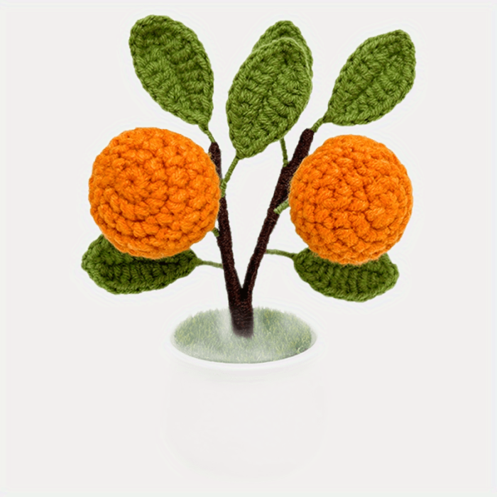 1pc Artificial Flower Wool Potted Finished Hand - Woven Office Home Desktop Decoration Decorative Flower Pot