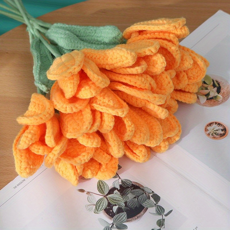 1pc Creative Crochet Wool Eternal Flower Tulip Gift Handicrafts Every Flower Is Unique