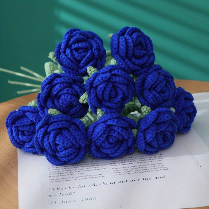 1pc Creative Crochet Wool Eternal Flower Round Rose Handicrafts Unique Flower For Family Friend Lover Gift