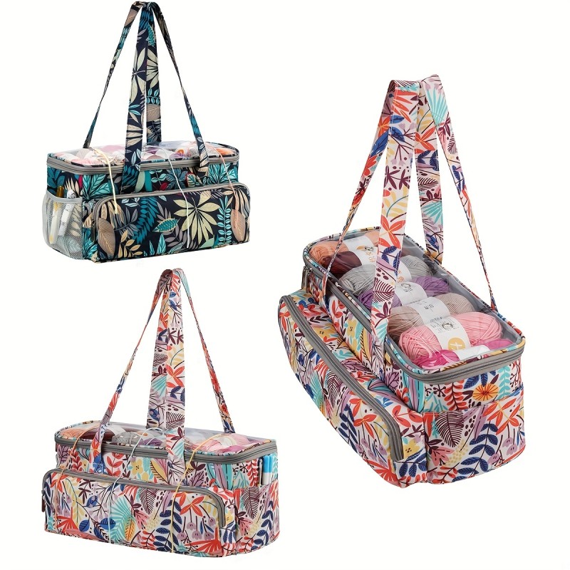 1 Portable Yarn Organizer, Tote Bag, Knitting Project Bag, Travel Crochet Tote For Bulk Yarn, Crochet Hooks, Knitting Needles, Crochet Accessories