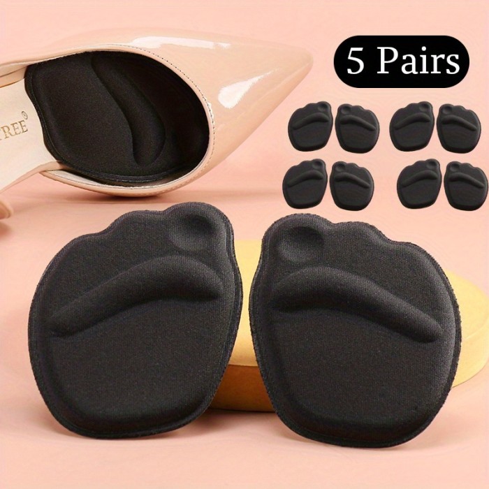 1\u002F5 Pairs Forefoot Pads Gel Insoles High Heel Forefoot Cushion, Forefoot Relief For Women, Non-slip Sponge Insoles