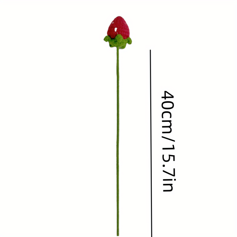 1pc, Handmade Crochet Imitation Flower, Strawberry Wool Knitted Finished Product, Valentine's Day Graduation Season Mother's Day Birthday Party Wedding Home Decoration Gift To Send People Everlasting Flower Flower Arrangement
