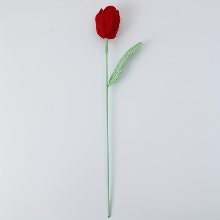 1pc Creative Crochet Wool Eternal Flower Tulip Gift Handicrafts Every Flower Is Unique