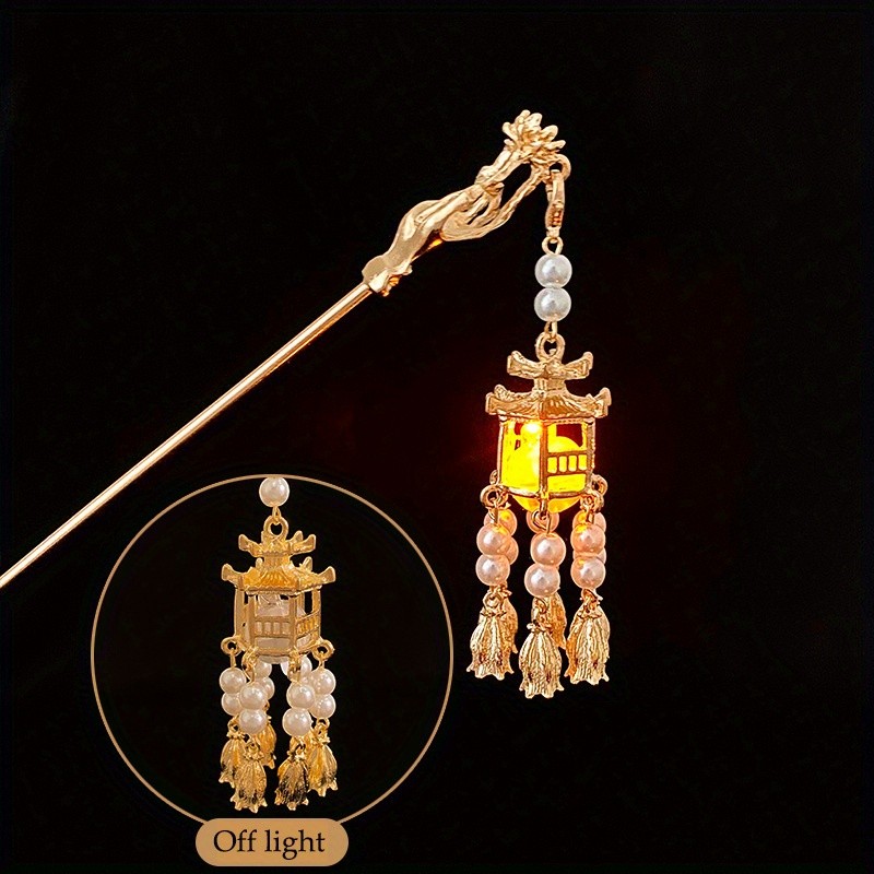 1PC Ancient Style Hairpin Glowing Lantern Pendant Hair Stick Ponytail Holder Hair Accessories For Women