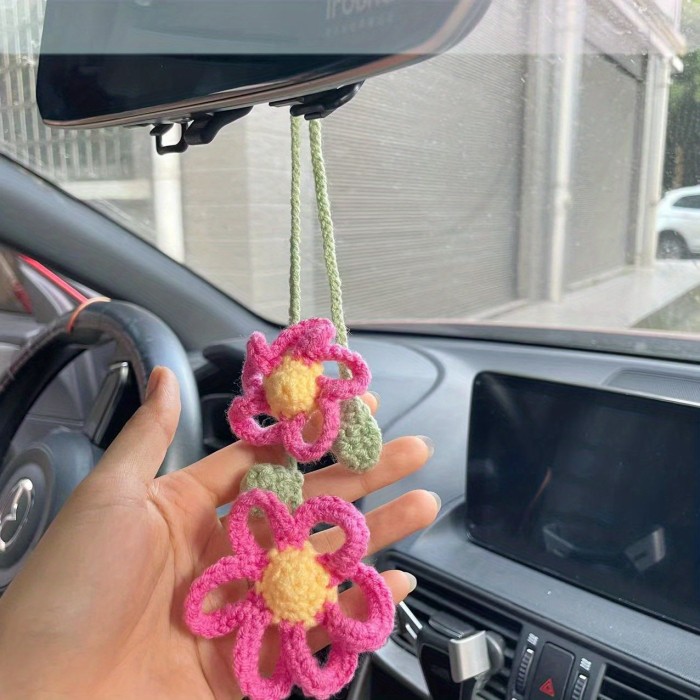 1pc\u002F2pcs Cute Little Mushroom Crochet Car Rearview Mirror Accessories, Car Decoration, Ladies' Bag Accessories, Home Decoration Hanging Ornaments,Gift