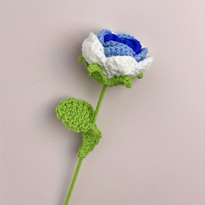 1pc, Fabric Artificial Plant, Rose Woven Bouquet, Fake Flower, Creative Handmade Bouquet Finished, Hand Hook Flower Crochet Crochet Woolen Woven Flower, Gift For Bestie Mother Teacher, Creative Gift