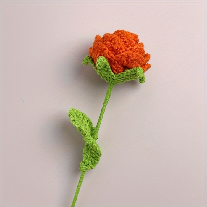 1pc, Fabric Artificial Plant, Rose Woven Bouquet, Fake Flower, Creative Handmade Bouquet Finished, Hand Hook Flower Crochet Crochet Woolen Woven Flower, Gift For Bestie Mother Teacher, Creative Gift