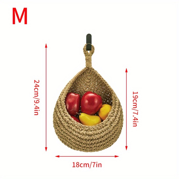 1pc Handmade Crochet Wall Hanging Fruit Vegetable Storage Basket, Flower Basket, Bohemia Home Decor