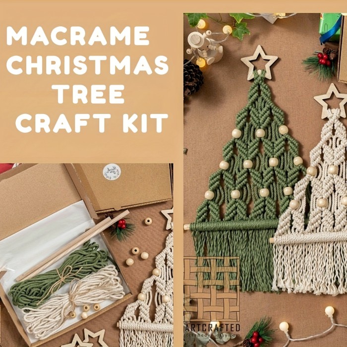 2pcs Woven Christmas Tree DIY Kit Christmas Crafts Gift Kit Suitable For Family And Friends Perfect Holiday Gift