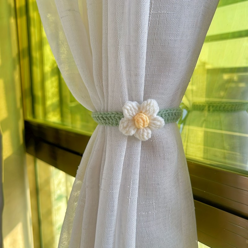 Pure Hand-crocheted Wool Choux Flower Curtain Strap Hand-crocheted Flower Braided Curtain Tie Rope Strap