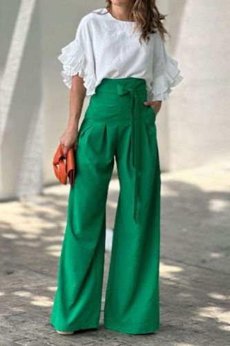 Fashion Simple Casual Loose Shirt Pants Elegant Slim  Two Pieces Suit