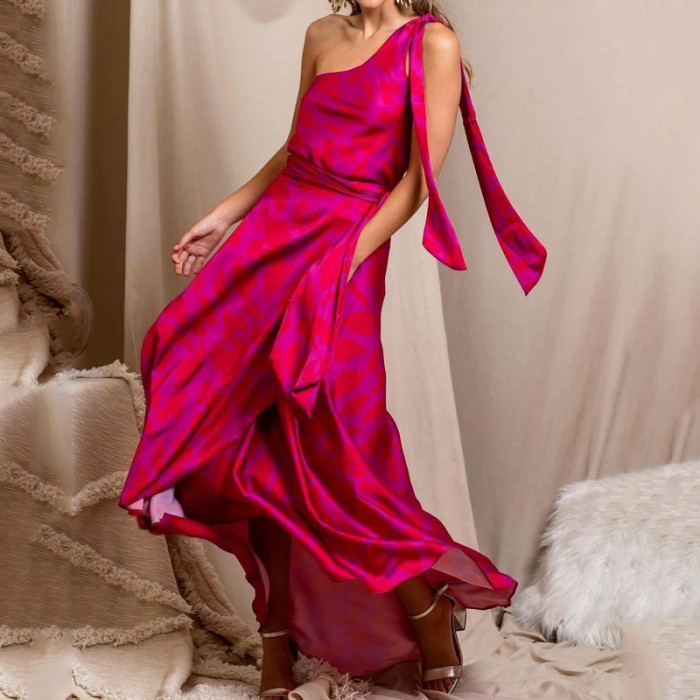 Women's Summer New Fashion Elegant Sleeveless Solid Color Gown Maxi Dress