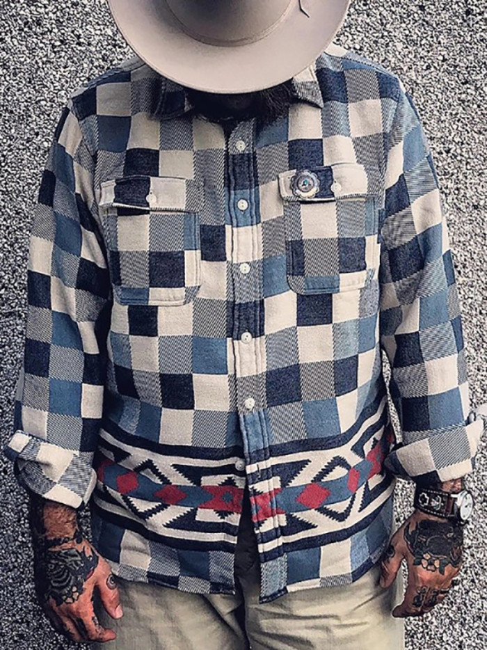 Men's Casual Fashion Plaid Loose Open Lining Jacket