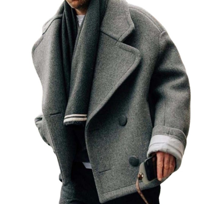 Men's Outerwear  Lapel Wool Temperament Jacket Coat