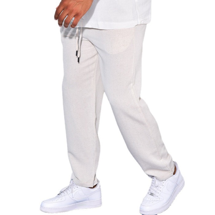 Men's Linen Solid Color Loose Summer Casual Trousers
