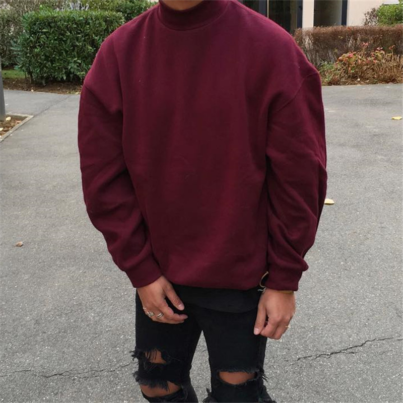 Men's Fashion Round Neck Pullover Solid Color Loose Sweatshirt