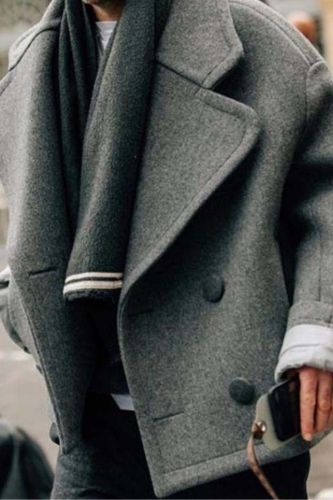 Men's Outerwear  Lapel Wool Temperament Jacket Coat