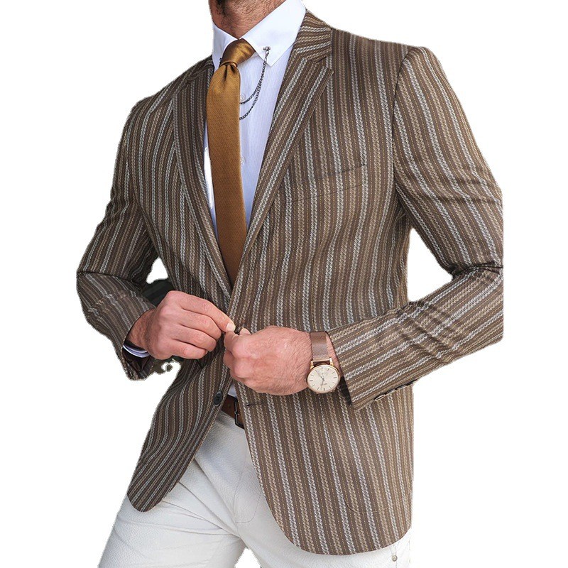 England Retro Pattern Print Men Business Casual Suit Blazer