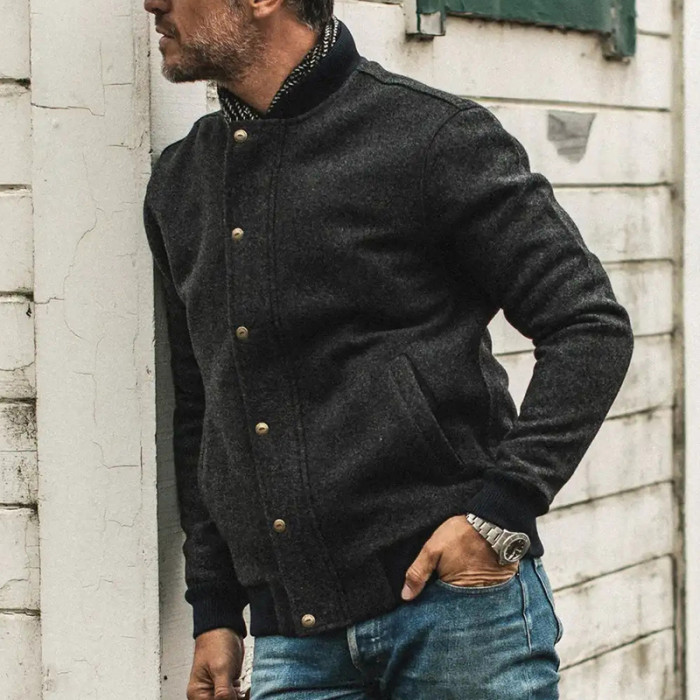 Men's Casual Fashion Solid Color Jacket Men's Outerwear