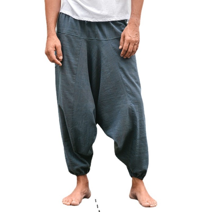 Linen Loose Casual Men's Wide Leg Plus Size Lantern Straight Cargo Pants