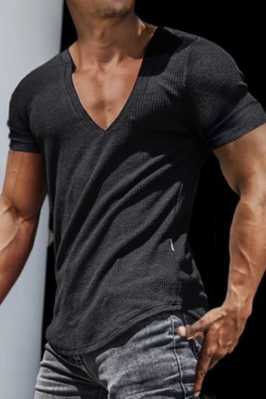 Men's Breathable Knit Top Oversized Loose Stretch Sports Gym T-Shirt